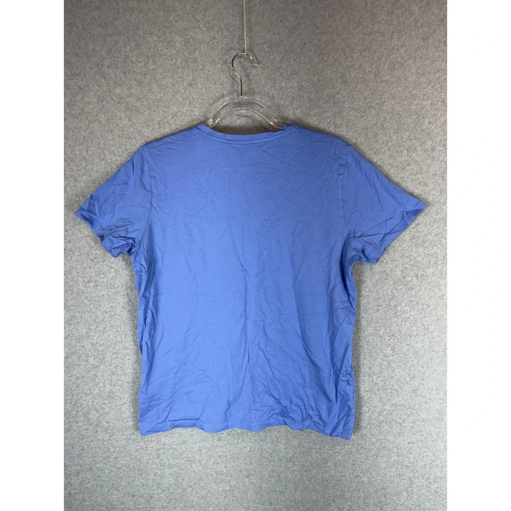 Lands End Shirt Mens Large Blue V Neck Soft Cotton Casual Lightweight Tee